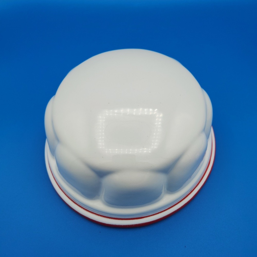 Vintage Red Rimmed White Ceramic Jelly Jello Mold Hanger